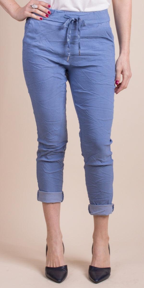 Cornelia Pant - Gigi Moda - Made in Italy # cropped, cropped pant, Cropped pants, drawstring, drawstring pant, drawstring pants, Gigi Moda, Italian Clothing, Made in Italy, Pants, stretchy, summer, Tie waist, washable