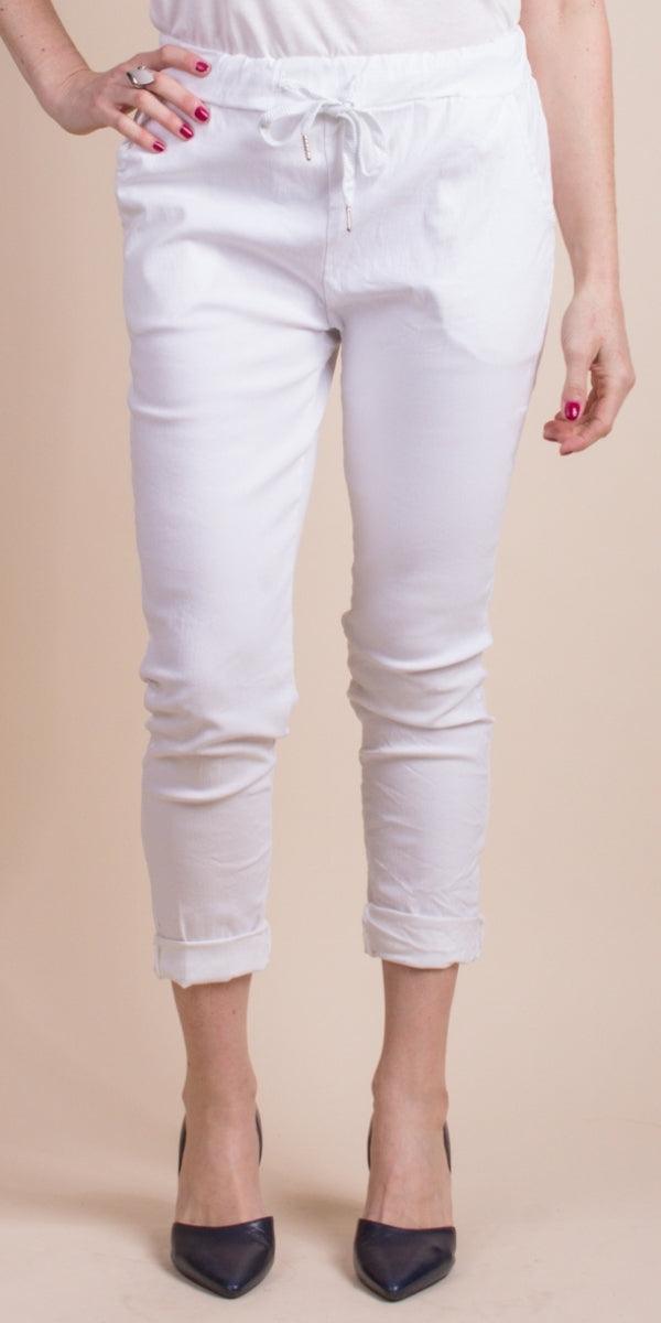 Cornelia Pant - Gigi Moda - Made in Italy # cropped, cropped pant, Cropped pants, drawstring, drawstring pant, drawstring pants, Gigi Moda, Italian Clothing, Made in Italy, Pants, stretchy, summer, Tie waist, washable