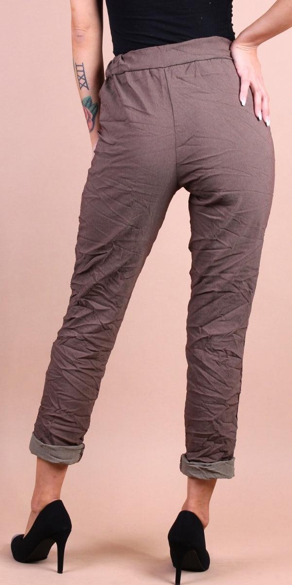 Camilla Stud Pant - Gigi Moda - Made in Italy # cropped, cropped pant, Cropped pants, drawstring, drawstring pant, drawstring pants, Gigi Moda, Italian Clothing, Made in Italy, Pants, Silver Stud, stretchy, studded, studs, Tie waist, washable