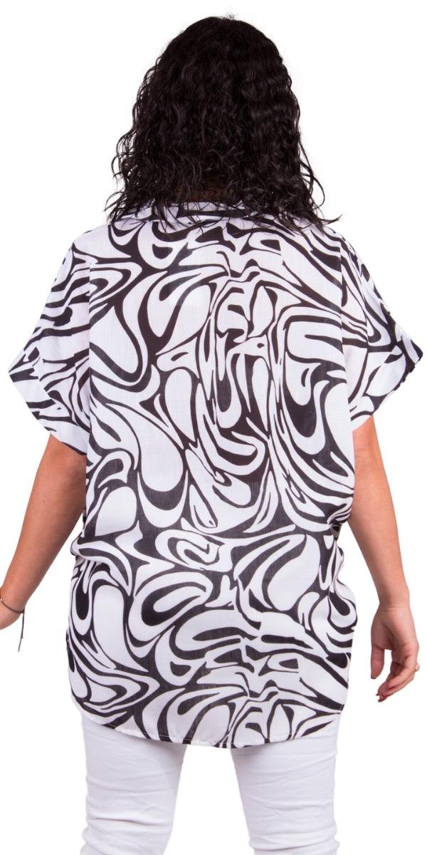 Tropical Button Down Shirt - Gigi Moda - Made in Italy # button down, collar, Collared, collared shirt, front tie, Gigi Moda, italian apparel, italian brand, Italian Clothing, italian shirt, Made in Italy, maxretail, OS, shirt, shop gigi moda, short sleeve, short sleeve top, Top, tropical, tropical print