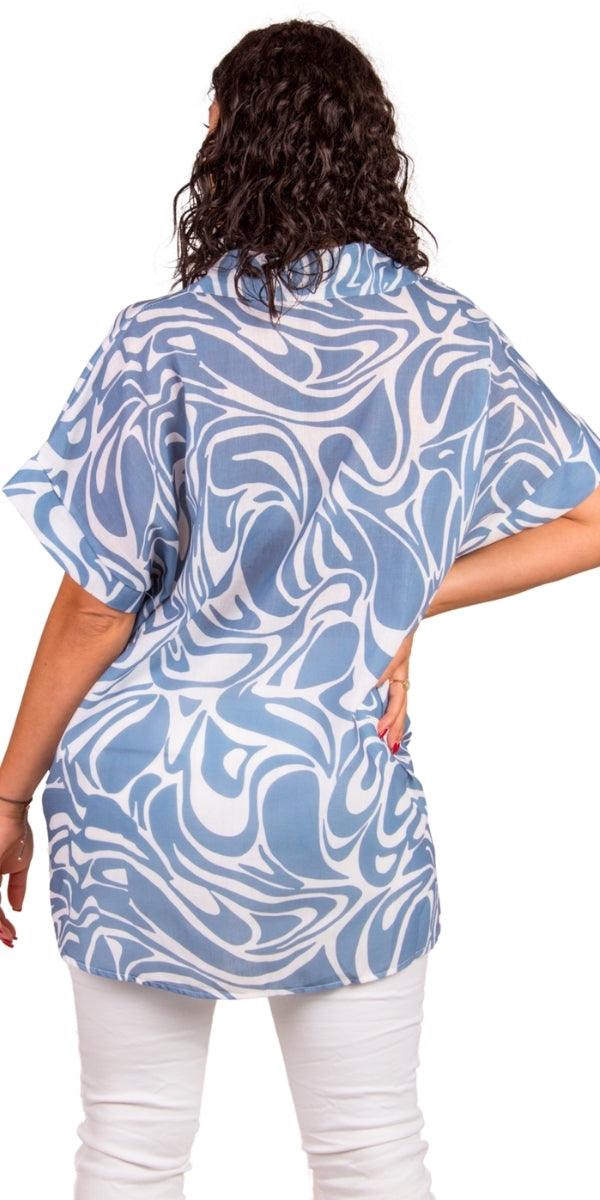 Tropical Button Down Shirt - Gigi Moda - Made in Italy # button down, collar, Collared, collared shirt, front tie, Gigi Moda, italian apparel, italian brand, Italian Clothing, italian shirt, Made in Italy, maxretail, OS, shirt, shop gigi moda, short sleeve, short sleeve top, Top, tropical, tropical print