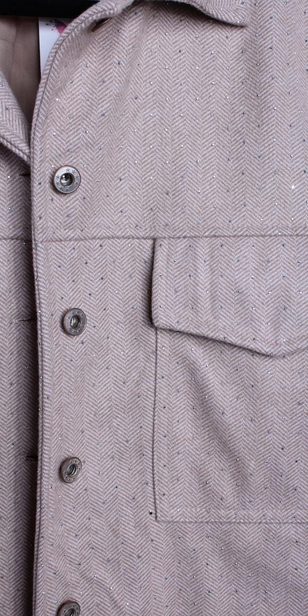 Gemma Jacket - Gigi Moda - Made in Italy # button down, button front, chevron print, Gigi Moda, Italian jacket, Jacket, Made in Italy, maxretail, Pockets, rhinestone, utility jacket