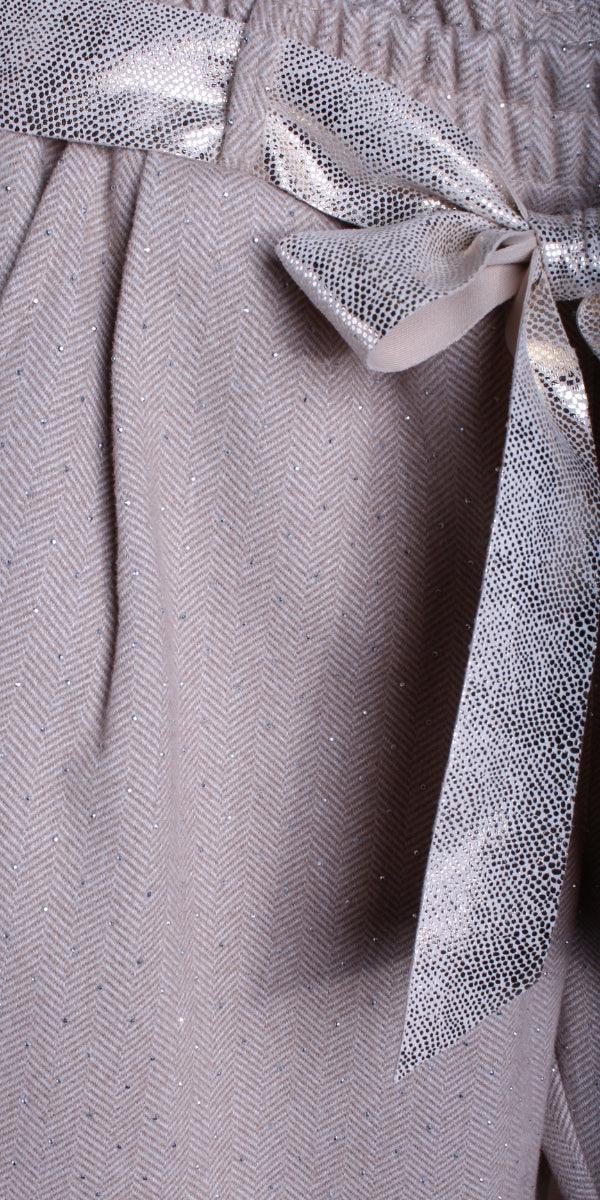 Gemma Jogger Pants - Gigi Moda - Made in Italy # chevron print, cuffed pant, front pockets, Gigi Moda, italian pants, jogger pants, Made in Italy, maxretail, Pockets, rhinestone, shop gigi moda, tie belt, waist tie belt