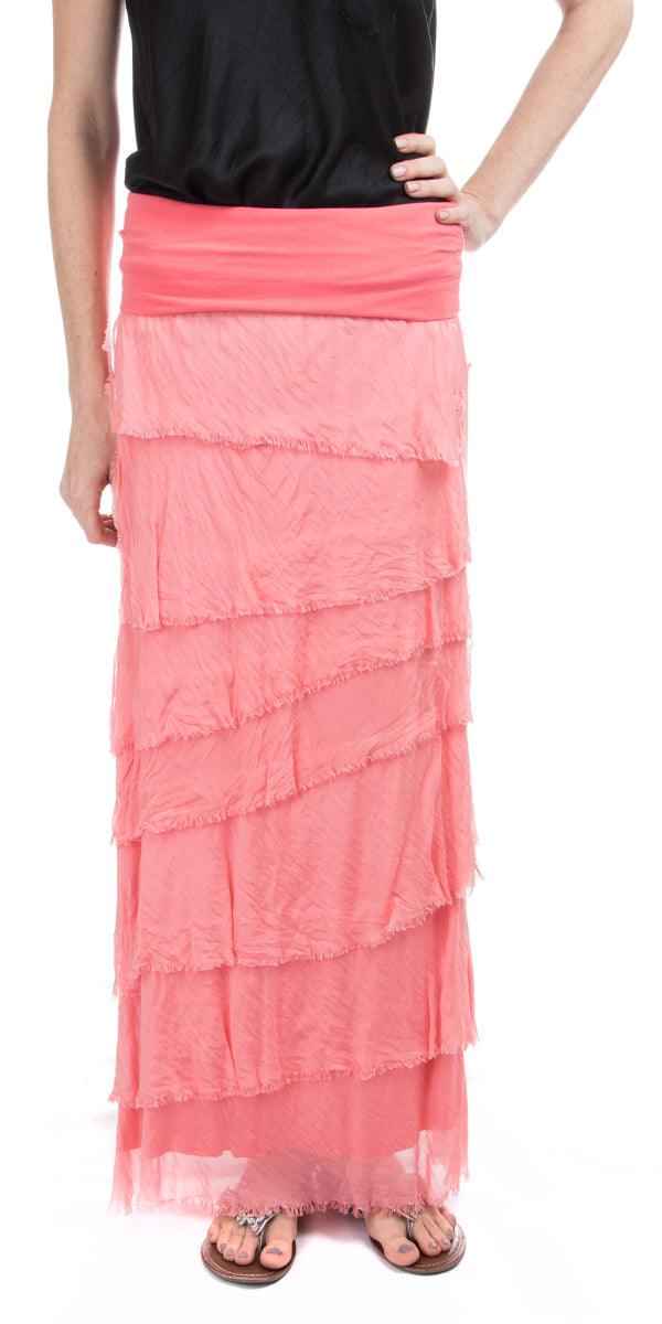 Siena Maxi Skirt - Gigi Moda - Made in Italy # 8601, Free Shipping, Gigi Moda, Made in Italy, OS, Ruffle, Silk