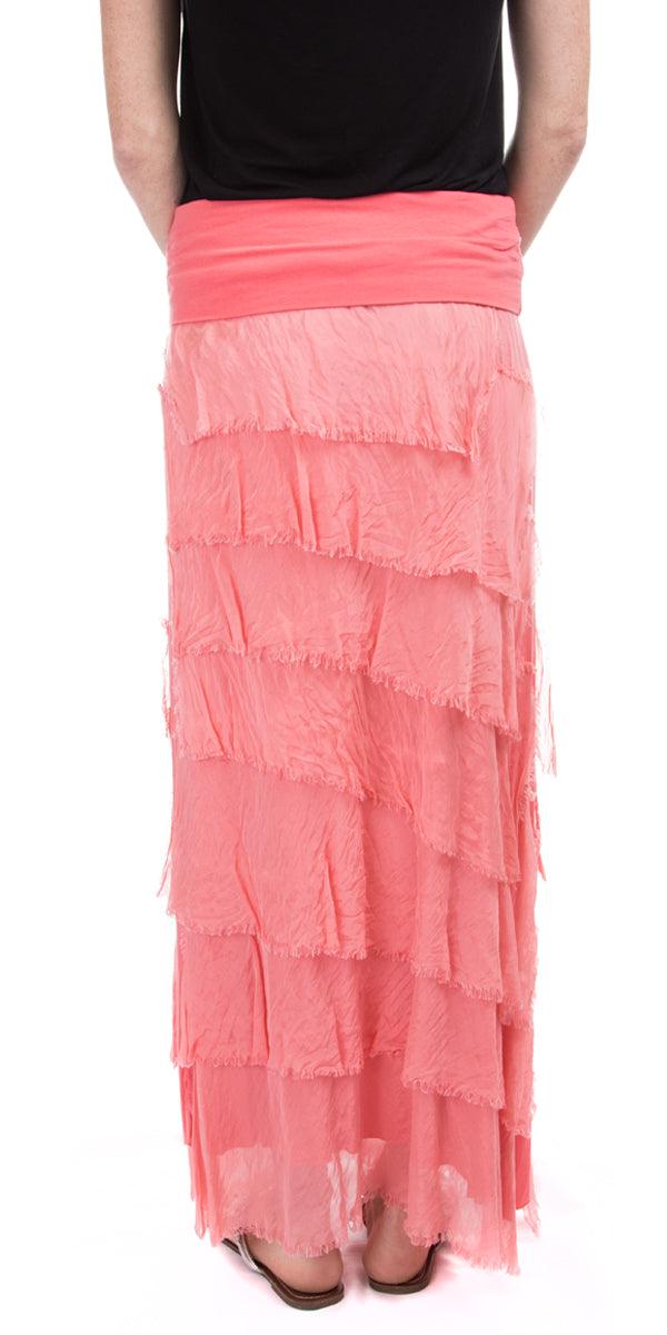 Siena Maxi Skirt - Gigi Moda - Made in Italy # 8601, Free Shipping, Gigi Moda, Made in Italy, OS, Ruffle, Silk