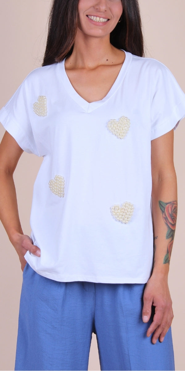 Pearly Hearts Cotton Tee