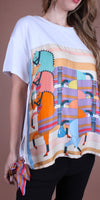 Foulard Cotton Top with Carousel Horse Parade
