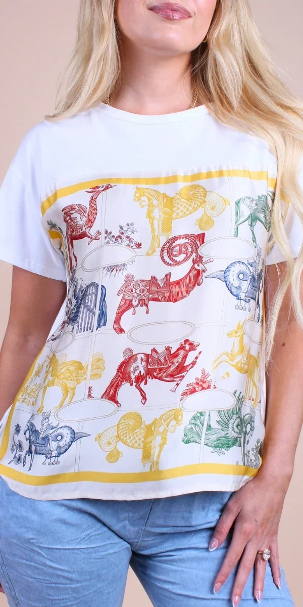 Foulard Cotton Top with Mythical Creatures