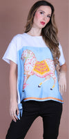 Foulard Cotton Top with Spotted Horse