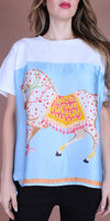 Foulard Cotton Top with Spotted Horse
