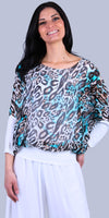 Daphna Safari Blouse - Gigi Moda - Made in Italy # animal print, batwing, cheetah, cheetah print, elastic waistband, Gigi Moda, italian silk blouse, maxretail, Safari, shop gigi moda, Silk, silk blouse, Silk top