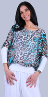 Daphna Safari Blouse - Gigi Moda - Made in Italy # animal print, batwing, cheetah, cheetah print, elastic waistband, Gigi Moda, italian silk blouse, maxretail, Safari, shop gigi moda, Silk, silk blouse, Silk top