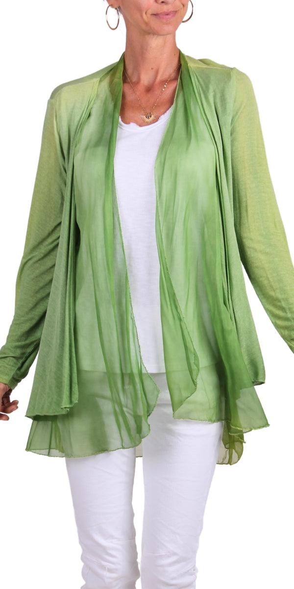 Pia Cardigan - Gigi Moda - Made in Italy # Cardigan, fall, Gigi Moda, italian top, Jacket, Knit, Made in Italy, one size, OS, resort wear, Ruffle, Silk, Sleeves, spring, summer, washable