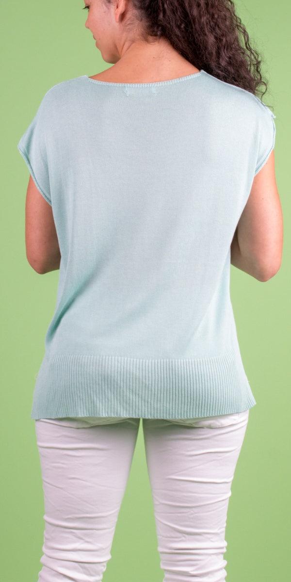 Oro Knit Top - Gigi Moda - Made in Italy # Cap Sleeve, Gigi Moda, Gold, knit blouse, Knit top, Made in Italy, Scoop Neck, top