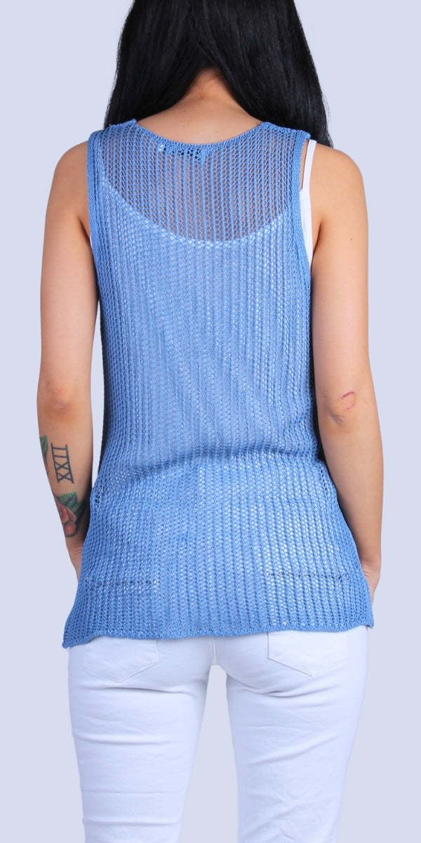 Marina Knit Tank - Gigi Moda - Made in Italy # Comfortable fit, Cover Up, Gigi Moda, Knit, knit blouse, knit tank, made in italy, mesh, mesh tank, Sleeveless, tank, Tank Top, Womens Clothing, Womens Tops