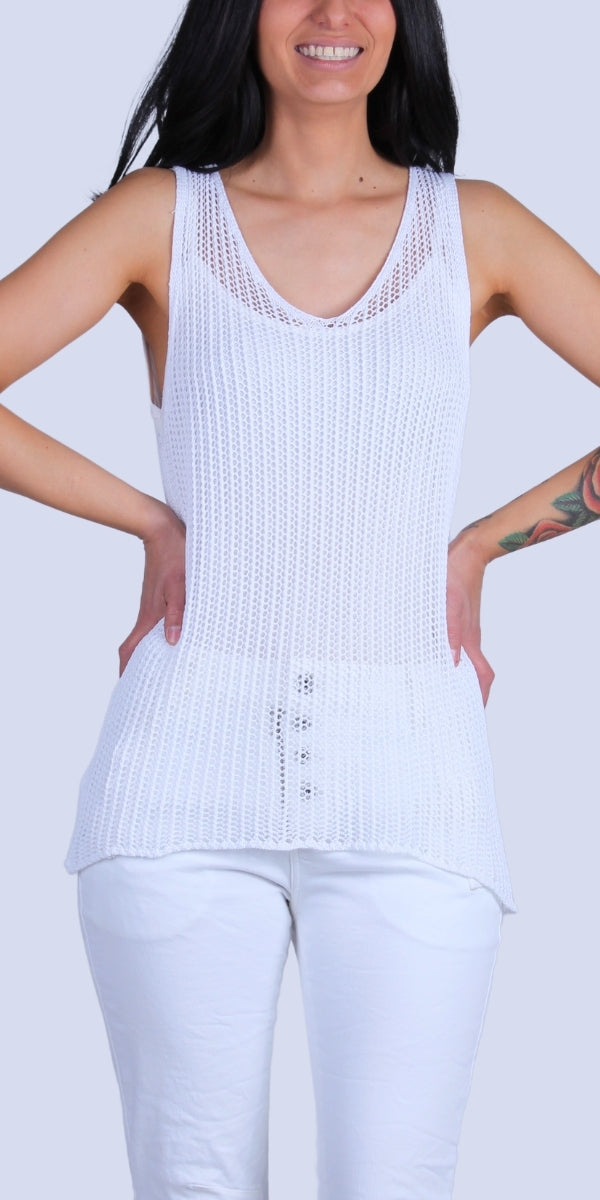 Marina Knit Tank - Gigi Moda - Made in Italy # Comfortable fit, Cover Up, Gigi Moda, Knit, knit blouse, knit tank, made in italy, mesh, mesh tank, Sleeveless, tank, Tank Top, Womens Clothing, Womens Tops