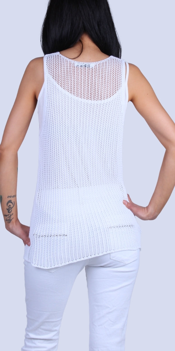 Marina Knit Tank - Gigi Moda - Made in Italy # Comfortable fit, Cover Up, Gigi Moda, Knit, knit blouse, knit tank, made in italy, mesh, mesh tank, Sleeveless, tank, Tank Top, Womens Clothing, Womens Tops