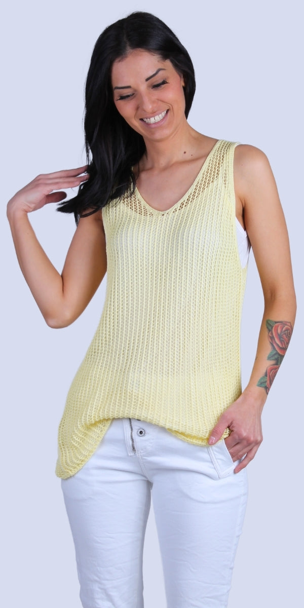 Marina Knit Tank - Gigi Moda - Made in Italy # Comfortable fit, Cover Up, Gigi Moda, Knit, knit blouse, knit tank, made in italy, mesh, mesh tank, Sleeveless, tank, Tank Top, Womens Clothing, Womens Tops