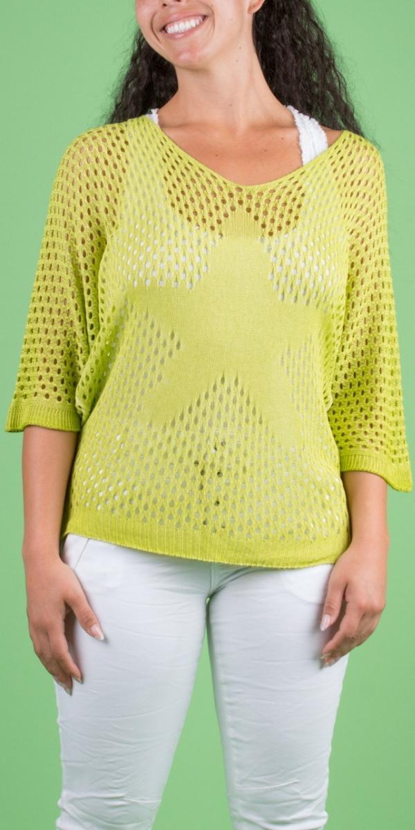 Star Knit Mesh Sweater - Gigi Moda - Made in Italy # Comfortable fit, Cover Up, Gigi Moda, Knit, knit blouse, knit sweater, Long Sleeve, long sleeves, made in italy, mesh, mesh sweater, Star Design, star top, Sweater, Womens Clothing, Womens Tops