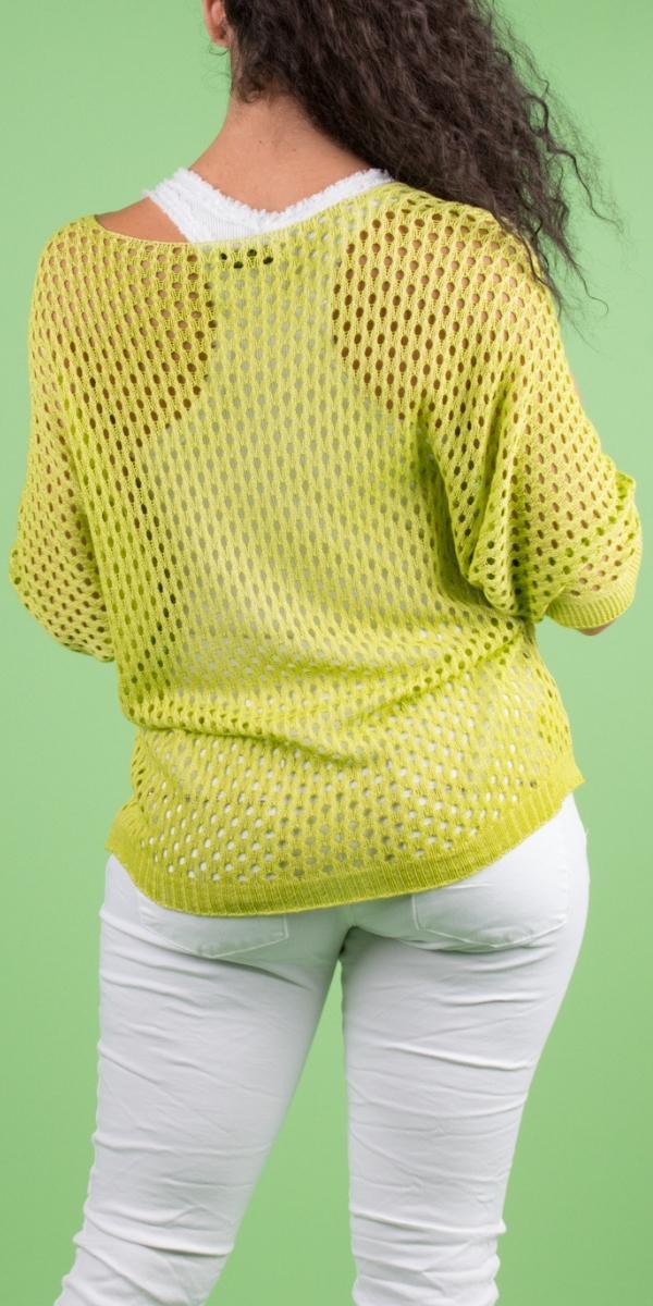 Star Knit Mesh Sweater - Gigi Moda - Made in Italy # Comfortable fit, Cover Up, Gigi Moda, Knit, knit blouse, knit sweater, Long Sleeve, long sleeves, made in italy, mesh, mesh sweater, Star Design, star top, Sweater, Womens Clothing, Womens Tops