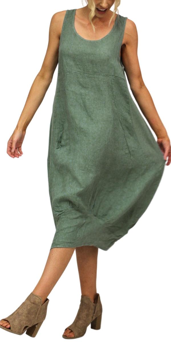 Luna Dress - Gigi Moda - Made in Italy # 100% Linen, Dress, Gigi Moda, Linen, Made in Italy, OS, Pockets, Sleeveless