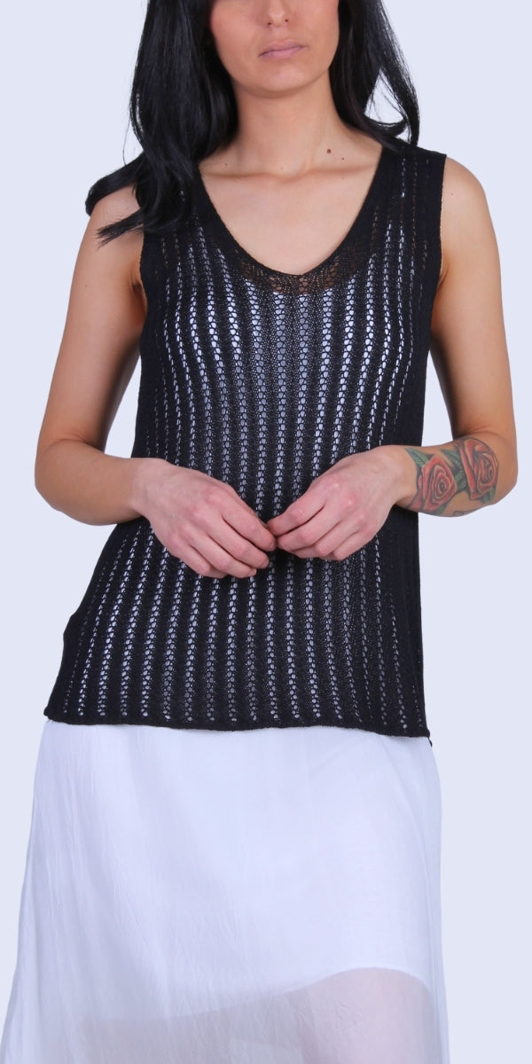 Positano Mesh Tank - Gigi Moda - Made in Italy # Comfortable fit, Cover Up, Gigi Moda, Knit, knit blouse, knit tank, made in italy, mesh, mesh tank, Sleeveless, tank, Tank Top, Womens Clothing, Womens Tops