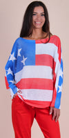 Daria Batwing Sweater with Americana Print