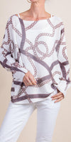 Daria Batwing Sweater with Chain Print