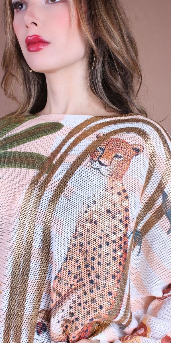 Daria Batwing Sweater with Saharan Print