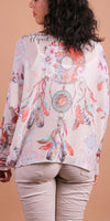 Daria Batwing Sweater with Dreamcatcher Print - Gigi Moda - Made in Italy # batwing, Blouse, comfortable, comfortable fit, Cozy, Gigi Moda, Italian Clothing, italian top, Long Sleeve, Made in Italy, maxretail, one size, paint splatter, Sleeves, Sweater, Top, washable, womens clothing, Womens Tops