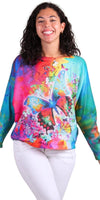 Daria Batwing Sweater with Groovy Butterfly Print - Gigi Moda - Made in Italy # batwing, butterfly print, comfortable, comfortable fit, Cozy, Gigi Moda, Italian Clothing, italian top, Long Sleeve, Made in Italy, maxretail, one size, Sleeves, Sweater, Top, washable, womens clothing