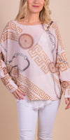 Daria Batwing Sweater with Medallion Print
