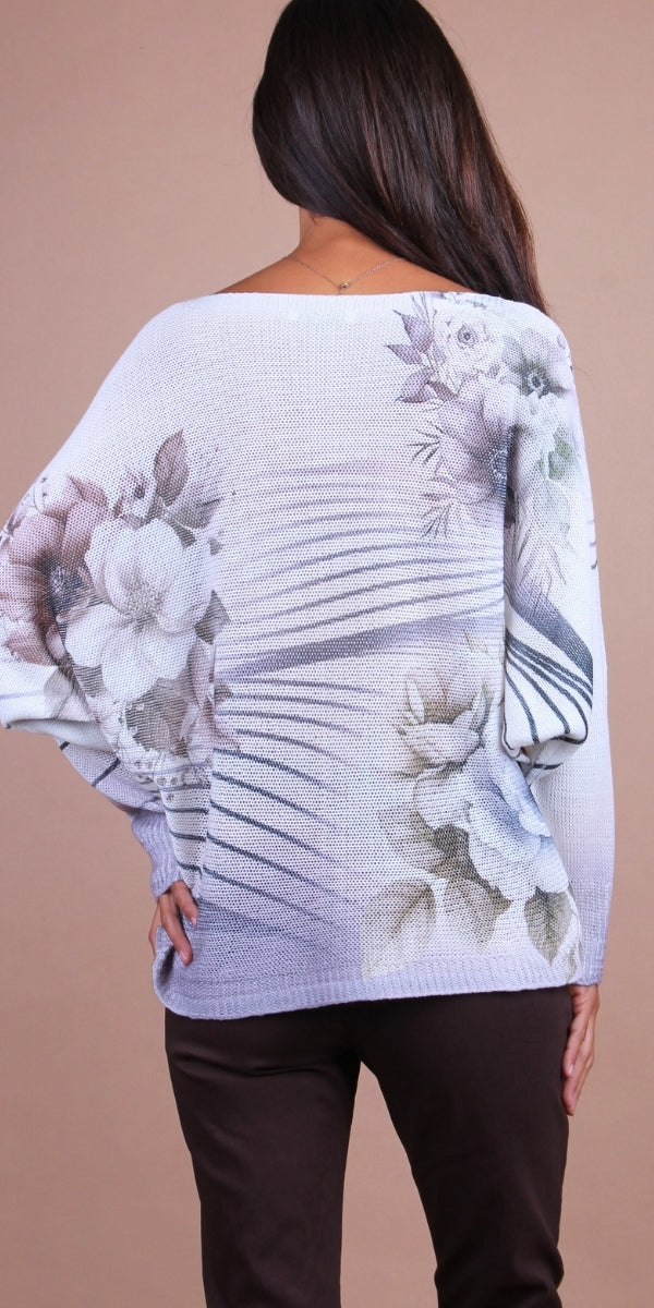 Daria Batwing Sweater with Magnolia Print