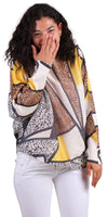 Daria Batwing Sweater with Abstract Leopard Print - Gigi Moda - Made in Italy # abstract print, animal print, batwing, comfortable, comfortable fit, Cozy, Gigi Moda, Italian Clothing, italian top, Leopard Print, Long Sleeve, Made in Italy, maxretail, one size, Sleeves, Sweater, Top, washable, womens clothing