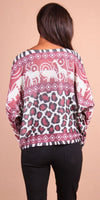 Daria Batwing Sweater with Safari Print