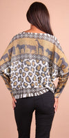 Daria Batwing Sweater with Safari Print