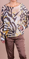 Daria Batwing Sweater with Jungle Print - Gigi Moda - Made in Italy # abstract print, animal print, batwing, cheetah print, comfortable, comfortable fit, Cozy, Gigi Moda, Italian Clothing, italian top, Long Sleeve, Made in Italy, one size, Sleeves, Sweater, Top, washable, womens clothing