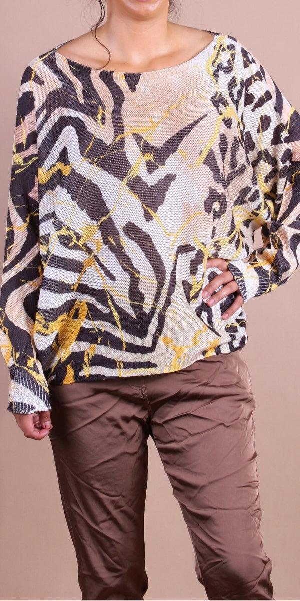 Daria Batwing Sweater with Jungle Print