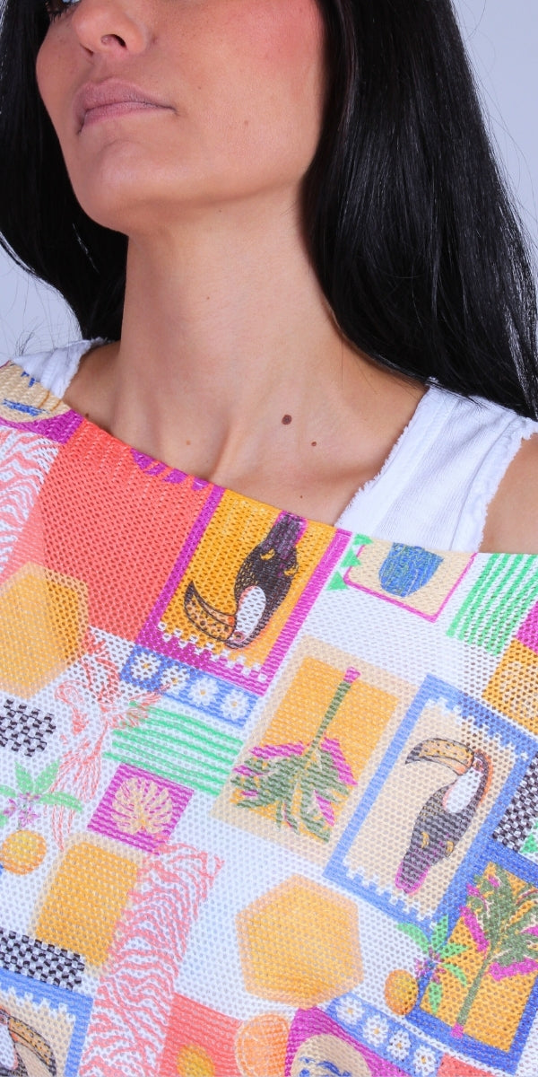 Daria Batwing Sweater with Tucano Print - Gigi Moda - Made in Italy # batwing, Blouse, comfortable, comfortable fit, Cozy, Gigi Moda, Italian Clothing, italian top, Long Sleeve, Made in Italy, one size, Sleeves, Sweater, Top, toucan, tropical, tropical print, washable, womens clothing, Womens Tops