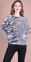 Daria Batwing Sweater with Savanna Print