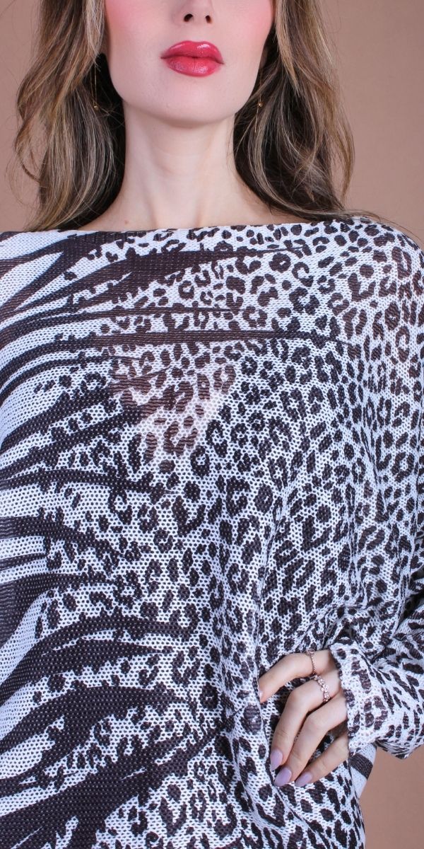 Daria Batwing Sweater with Savanna Print