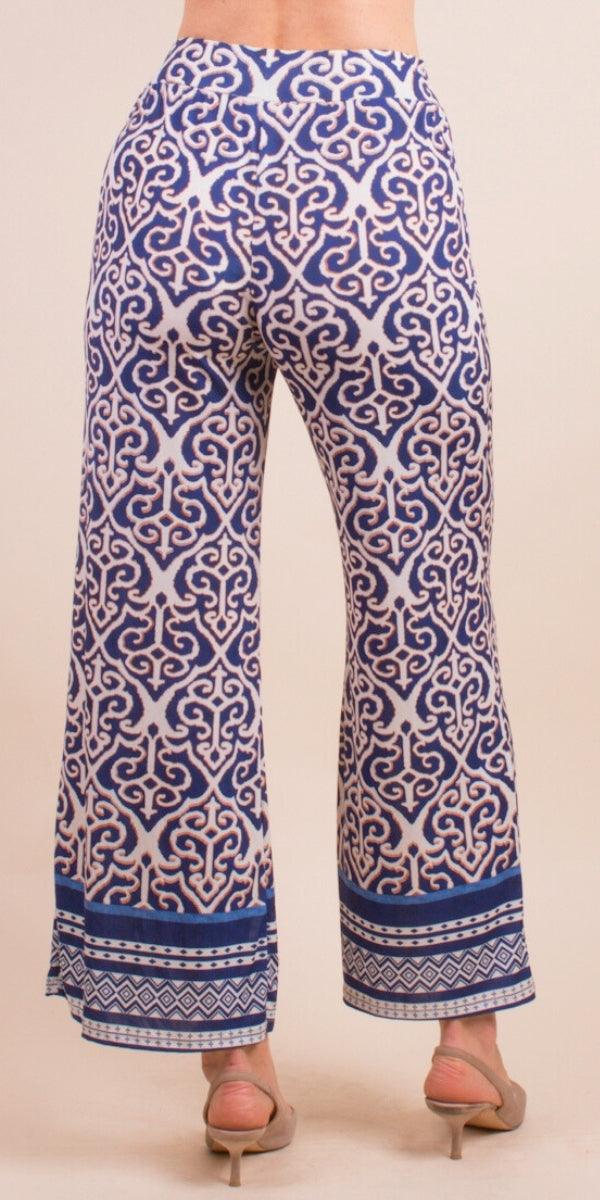 Elia Baroque Pant - Gigi Moda - Made in Italy # baroque, elastic waist, elastic waistband, Gigi Moda, Made in Italy, Pants, STRETCHY PANT, WIDE LEG