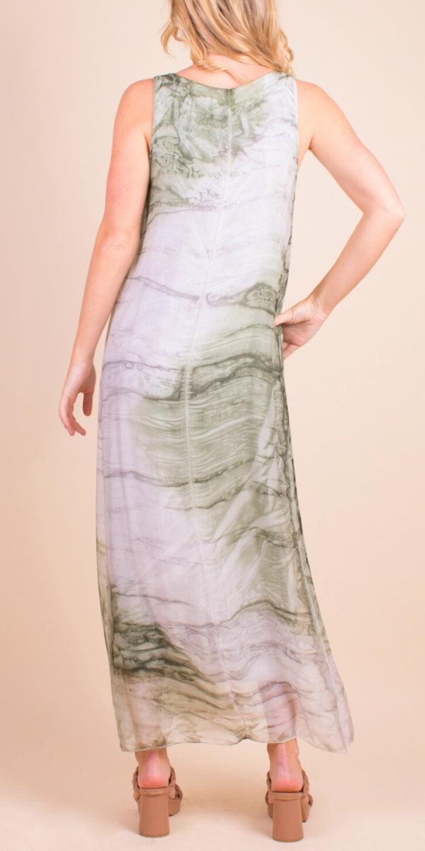 Maggia Tie-Dye Maxi Dress - Gigi Moda - Made in Italy # 100% Silk, Dress, Gigi Moda, Made in Italy, Maxi Dress, one size, OS, Silk, Sleeveless, Tie Dye