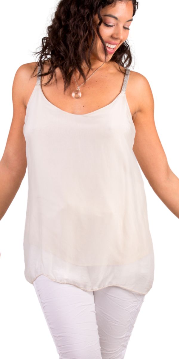 Emiliana Top - Gigi Moda - Made in Italy # Blouse, italian blouse, italian tank top, italian top, Made in Italy, OS, resort wear, Silk, silk blouse, silk tank, Sleeveless, sleeveless top, Tank Top, Top