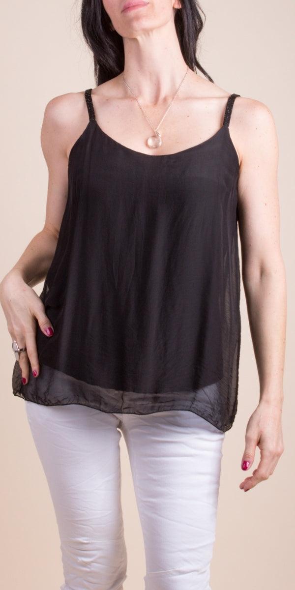 Emiliana Top - Gigi Moda - Made in Italy # Blouse, italian blouse, italian tank top, italian top, Made in Italy, OS, resort wear, Silk, silk blouse, silk tank, Sleeveless, sleeveless top, Tank Top, Top