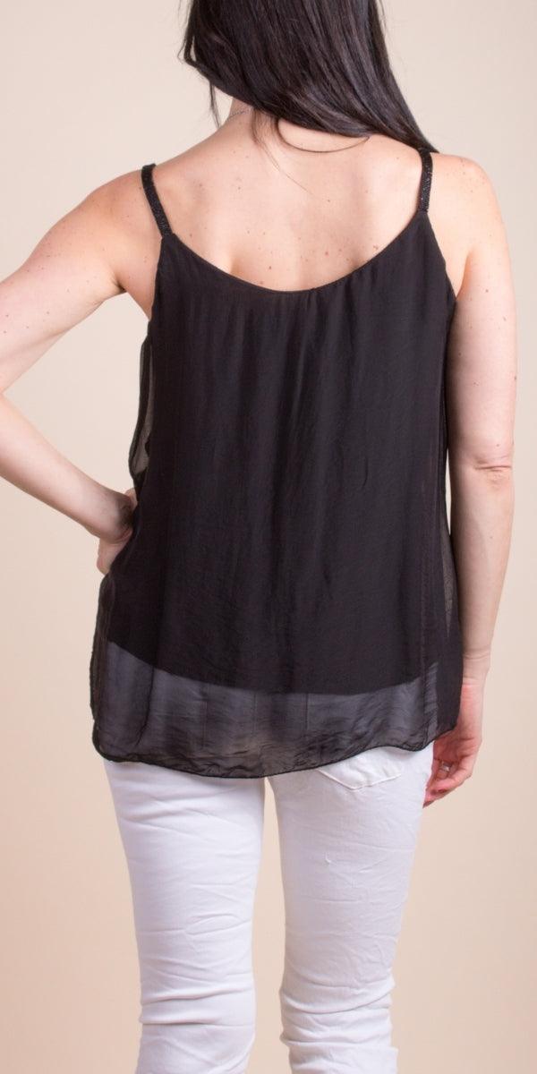 Emiliana Top - Gigi Moda - Made in Italy # Blouse, italian blouse, italian tank top, italian top, Made in Italy, OS, resort wear, Silk, silk blouse, silk tank, Sleeveless, sleeveless top, Tank Top, Top