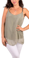 Emiliana Top - Gigi Moda - Made in Italy # Blouse, italian blouse, italian tank top, italian top, Made in Italy, OS, resort wear, Silk, silk blouse, silk tank, Sleeveless, sleeveless top, Tank Top, Top
