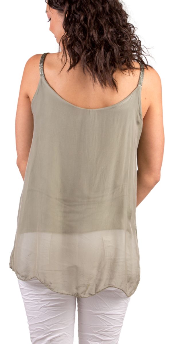 Emiliana Top - Gigi Moda - Made in Italy # Blouse, italian blouse, italian tank top, italian top, Made in Italy, OS, resort wear, Silk, silk blouse, silk tank, Sleeveless, sleeveless top, Tank Top, Top