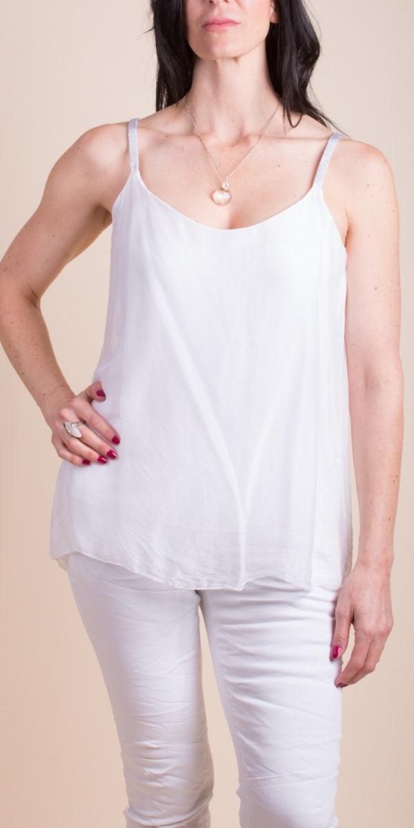 Emiliana Top - Gigi Moda - Made in Italy # Blouse, italian blouse, italian tank top, italian top, Made in Italy, OS, resort wear, Silk, silk blouse, silk tank, Sleeveless, sleeveless top, Tank Top, Top