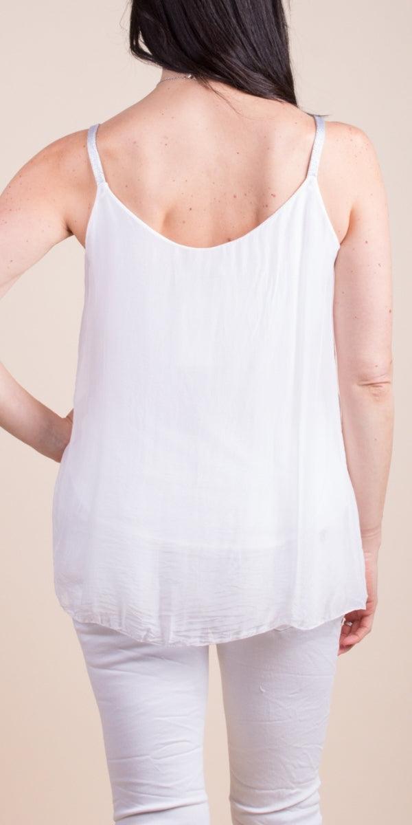 Emiliana Top - Gigi Moda - Made in Italy # Blouse, italian blouse, italian tank top, italian top, Made in Italy, OS, resort wear, Silk, silk blouse, silk tank, Sleeveless, sleeveless top, Tank Top, Top